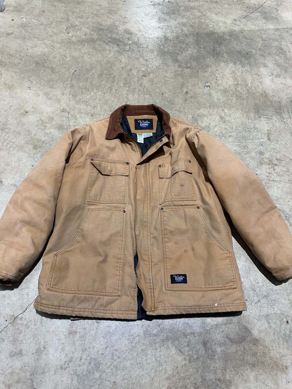 Walls Blizzard Pruf Jacket Size Large Regular Brown Duck Canvas Work Chore Coat